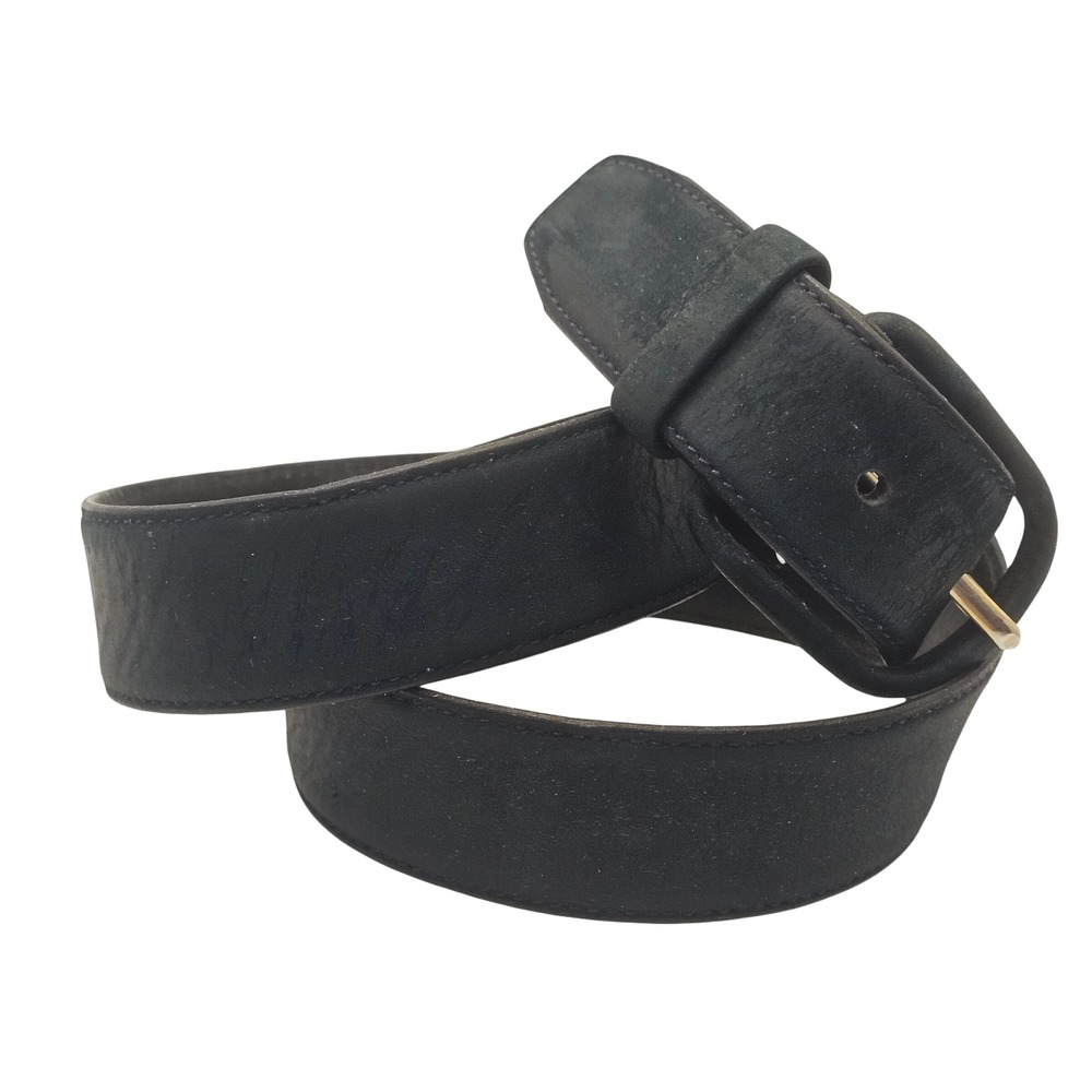 Vintage L'Aiglon Paris New York‎ Nubuck Cowhide Leather Belt Blue 30/75 Brass